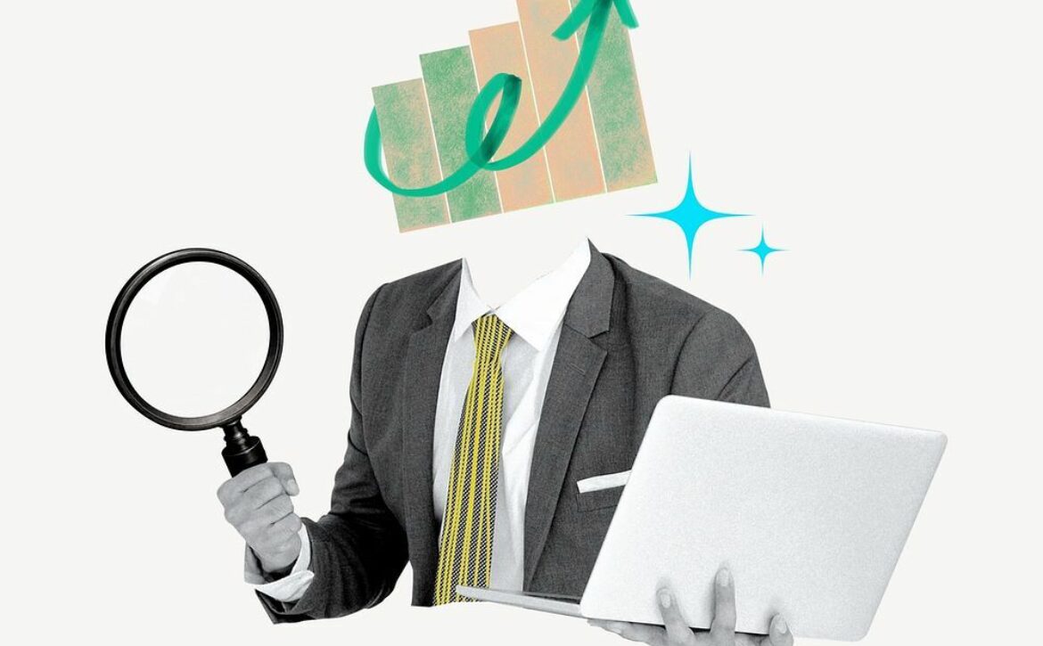 Business solution, growing bar chart head businessman